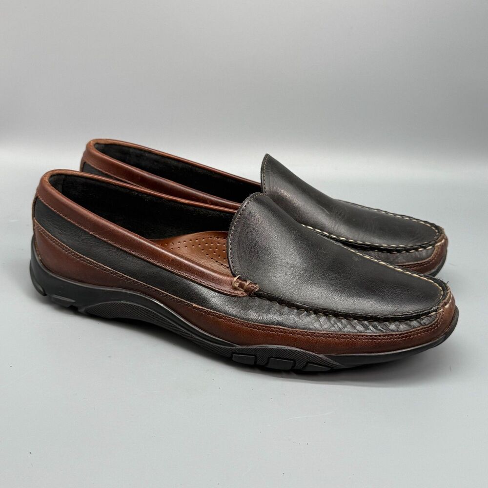 Allen Edmonds Boulder Venetian Men's 11.5 Black Brown Leather Driving Moccasin